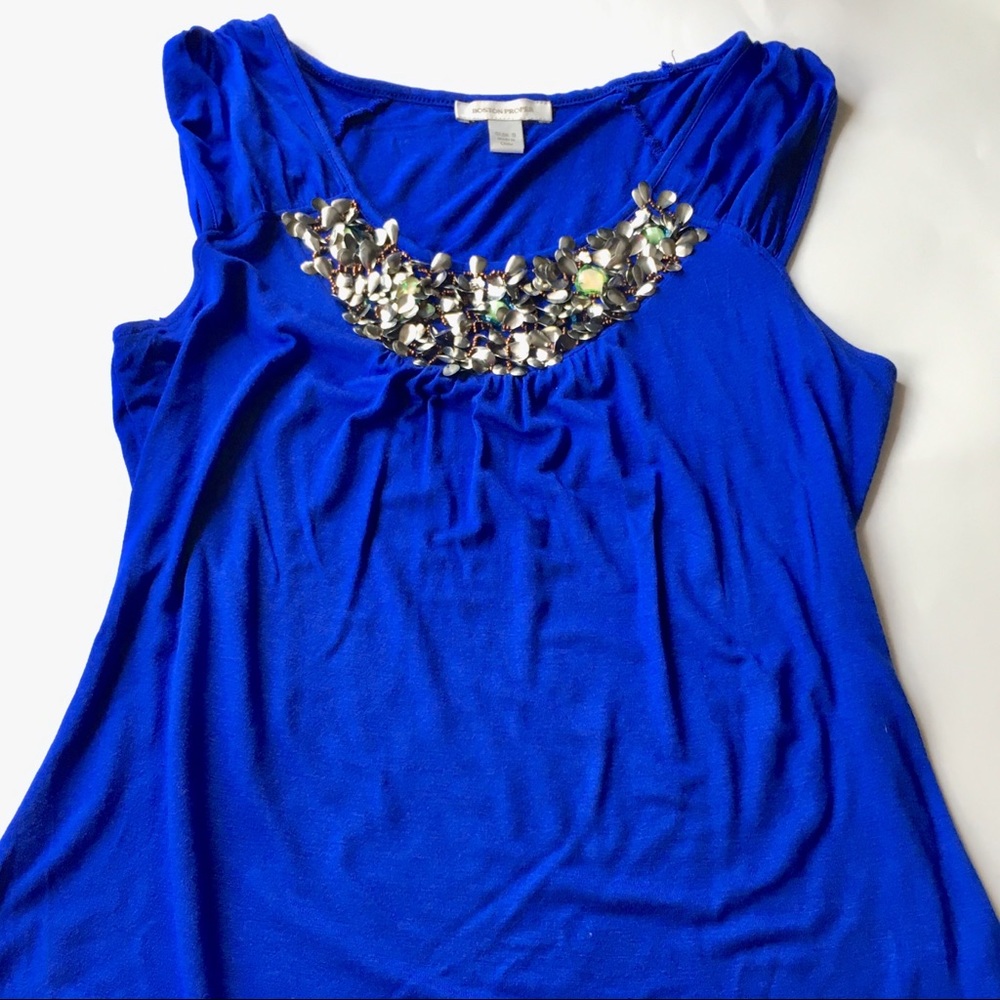 Boston Proper Blue Sequin Top